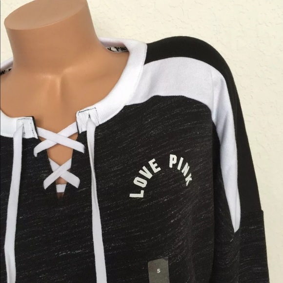 VS Pink Black Marl White Lace Up Varsity Crew - Picture 4 of 8